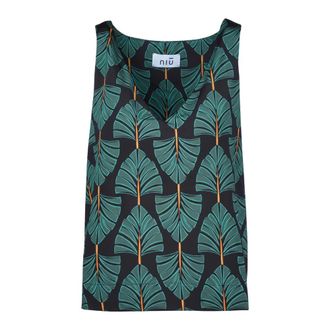 Ni&ugrave; Sleeveless Tops, female, Multicolor, Size: XS Top con fantasia floreale
