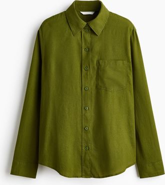 H&M Bluse aus Leinenmix - Green