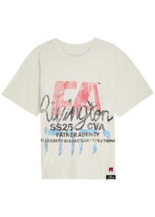 RRR123 Leaders Printed Cotton T-shirt - White - S