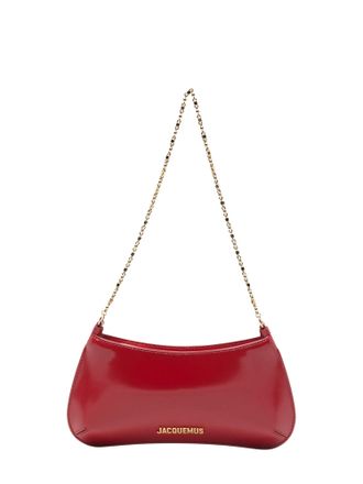 Jacquemus Red Leather Le Petit Bisou Chain Shoulder Bag