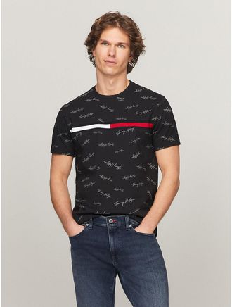 Tommy Hilfiger Mens Signature Flag Stripe Logo T-Shirt