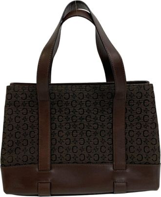 Celine Brown Canvas Leather Handbag Tote Bag (Pre-Owned)