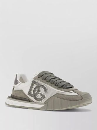 Dolce & Gabbana leather nylon sneakers rhinestone contrast panels