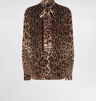 Dolce & Gabbana Leo-print Georgette Shirt - Woman Shirts And Tops Animal Print 36