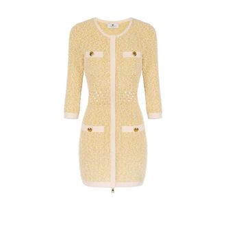 Elisabetta Franchi Short Dresses, female, Yellow, Size: XS Mini Knit Dress