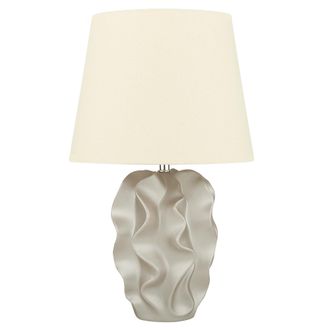 Beliani Beliani - L&aacute;mpara De Mesa De Cer&aacute;mica Dorada 46 Cm Base Tallada Pantalla Redonda Moderna Allika