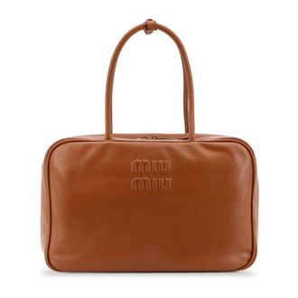 Miu Miu Tassen, Dames, Bruin, ONE Size, Katoen, Beau Handtas