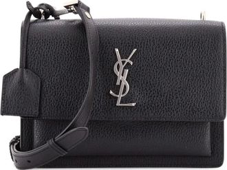 Saint Laurent Sunset Satchel Leather Medium crossbody bag - women - Calf Leather - One Size - Black