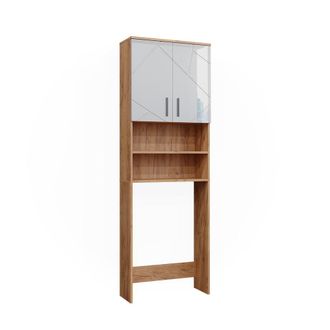 Vicco Mueble Para Lavadora Irma, Blanco Brillo Intenso/roble Dorado, 64 X 190.5 Cm