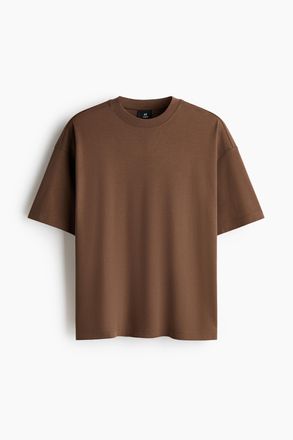 H&M Oversized T-Shirt aus Interlockjersey - Dunkelbeige