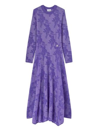 Ganni floral midi dress - women - Fabric - L - Purple