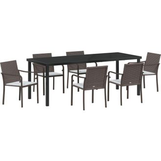 vidaXL Conjunto De Comedor De Jard&iacute;n 7 Pcs Marr&oacute;n Y Negro Vidaxl