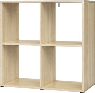 Woltu Woltu Estanter&iacute;a De Muebles Cubes Librer&iacute;a Moderna 4 Cubos Roble Claro