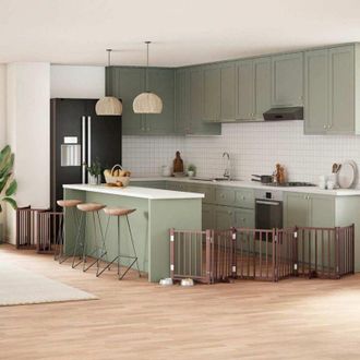 vidaXL Puerta De Perros Plegable 12 Paneles Madera &Aacute;lamo Marr&oacute;n 600 Cm Vidaxl