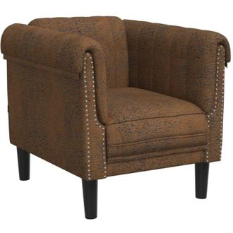 vidaXL Sill&oacute;n De Cuero Sint&eacute;tico De Ante Marr&oacute;n Vidaxl
