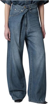 Darkpark Ines Fold Over Denim - Dames - Loose Fit Jeans - Blauw - W26 - Denim - Jeans