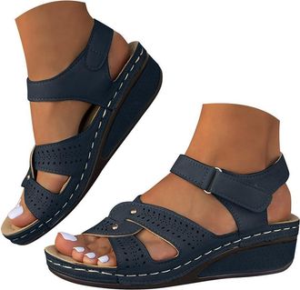 Generic Ladies Sandals Wide Fit Sandals for Women Orthopedic Sandal Women Summer Outdoor Anti-Slip Platform Beach Shoes Ladies Wedge Slides Wide Open Toe Ankl