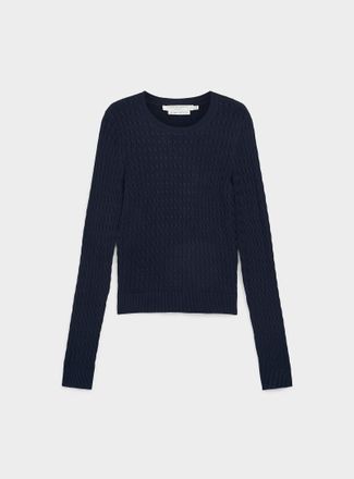 Contemporaine Womens Solid cable-knit sweater