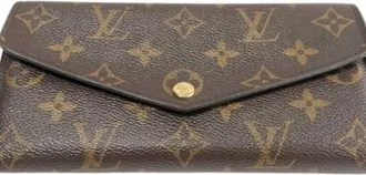 Louis Vuitton Brown Fuchsia Monogram Long Wallet (Tri-Fold) (Pre-Owned)