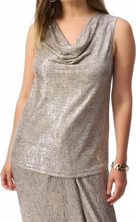 Joseph Ribkoff Chic Sleeveless V-Neck Pullover Top In Beige/gold