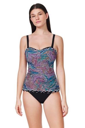 Gottex Layla Tricolore E-Cup Tankini Top in Black-Multi at Nordstrom, Size 32