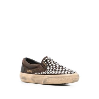 Golden Goose Studded Leather Flat - Brown