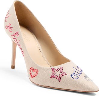 Cinq &agrave; Sept Juliet Pointed Toe Pump in Natural/red at Nordstrom Rack, Size 8.5Us / 38.5Eu