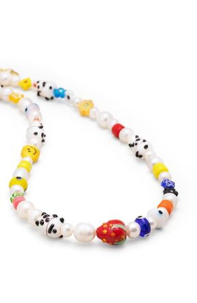 Nialaya Panda Assorted Bead Pearl Necklace in White With Assorted Colors at Nordstrom
