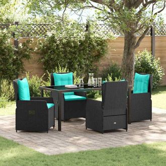 vidaXL Conjunto De Comedor De Jard&iacute;n 5 Pcs Negro Polirat&aacute;n Vidaxl