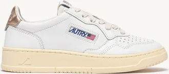 Autry SNEAKERS MEDALIST LOW IN PELLE BIANCA E METALLIZZATA ORO
