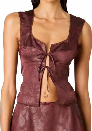 Nia Vineland Satin Sheen Top In Brown
