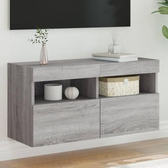 vidaXL Vidaxl - Mueble De Tv De Pared Con Luces Led Gris Sonoma 80x30x40 Cm