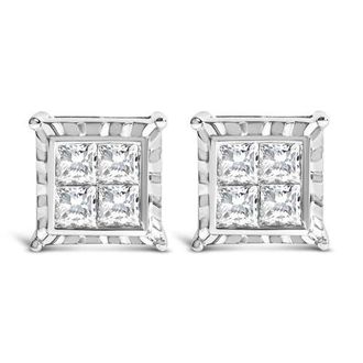 House of Brilliance 14K White Gold 2.0 Cttw Lab Grown Diamond Wavy Quad Stud Earrings at Nordstrom