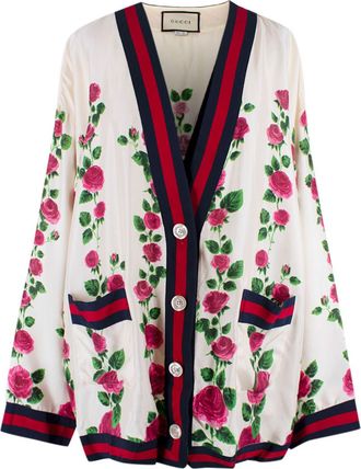 Gucci Floral Silk Cardigan Size L