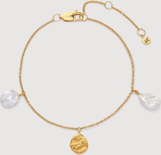 Monica Vinader Gold Capri Keshi Pearl Station Bracelet Pearl