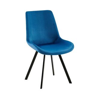 Clp Silla de comedor con asiento de Terciopelo Azul oscuro