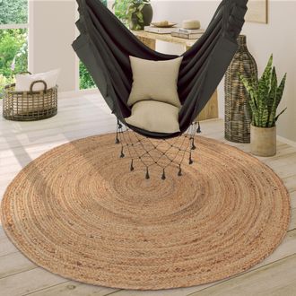 Paco Home Paco Home Alfombra Redonda Sal&oacute;n Yute Boho Motivo &Eacute;tnico Moderno Hecha A Mano Natural &Oslash; 200 Cm Redon, Naturaleza 3