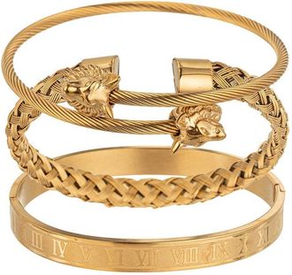 Eyecandy LA Eye Candy La Premium Collection Titanium Numeral Lion 3Pc Stretch Bracelet Set