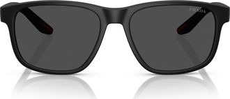Prada 56mm Pillow Sunglasses in Matte Black/Dark Grey at Nordstrom