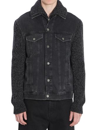 Dolce & Gabbana Black Shirt Collar Denim Jacket