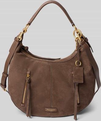 Marc O'Polo Umh&auml;ngetasche aus echtem Veloursleder mit goldenen Details in Mittelbraun, Gr&ouml;&szlig;e 1