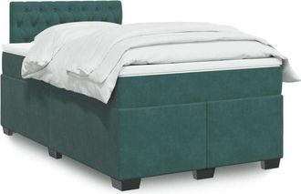 vidaXL Cama Box Spring Con Colch&oacute;n Terciopelo Verde Oscuro 120x190 Cm Vidaxl