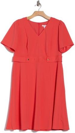 London Times Tab Waist Midi Dress in Cayenne at Nordstrom Rack, Size 14W