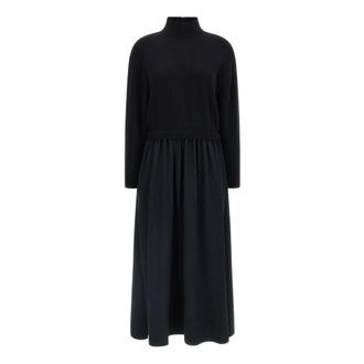 Polo Ralph Lauren Jurk van wol-bodice van cr&ecirc;pe - Dames - Jurken - Zwart - Maat: S Wol