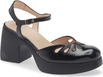 Wonders Ankle Strap Platform Pump in Lack Black at Nordstrom, Size 9.5-10Us