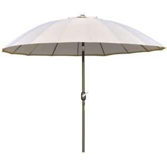 OUTSUNNY 2.6m Round Curved Adjustable Parasol Outdoor Metal Pole Off-White | TJ Hughes White