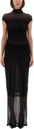 Jean Paul Gaultier Mesh Dress With Flocked Logo-Donna