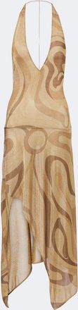 Pucci Marmo asymmetric Lurex voile midi dress