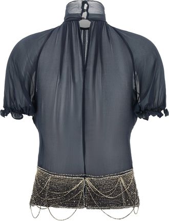 The Attico Beaded Embroidery Blouse - Black
