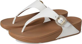FitFlop Lulu Crystal-Buckle Leather Toe-Post Sandals Womens Sandals Urban White : 10 M (B)